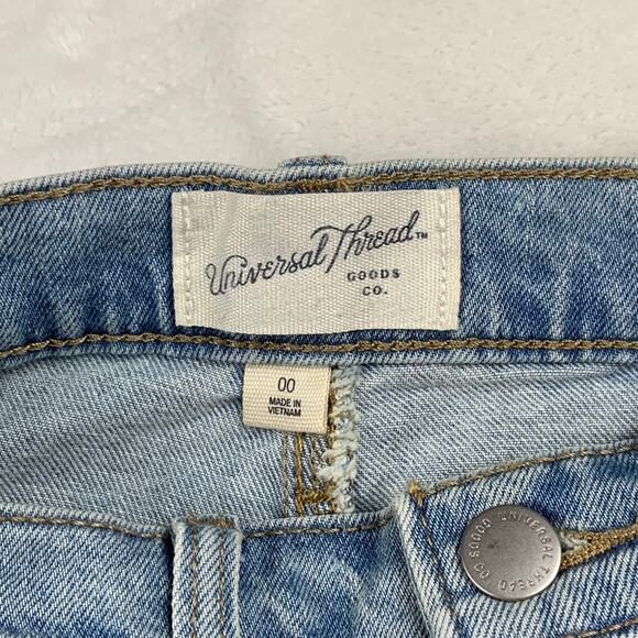 NWOT Universal Thread Denim Maxi Skirt sz 00 / 24" Waist Front Slit Light Wash - Picture 6 of 10